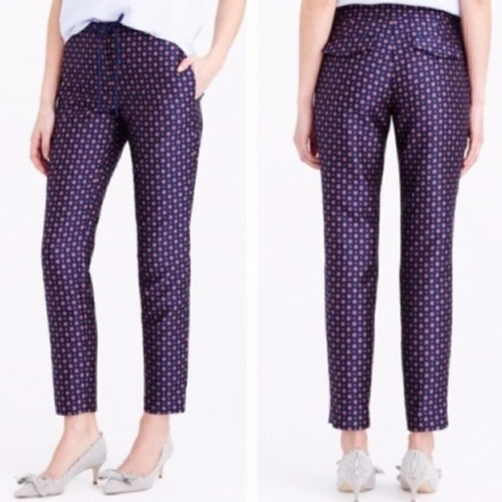 J. Crew Blue Foulard Printed Straight Leg Pants 2
